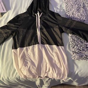 black and white windbreaker